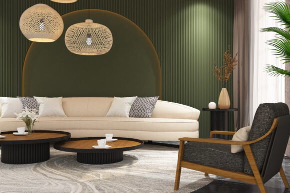 3D Render of Living Tropical Interior 12
