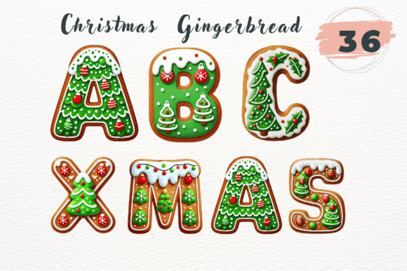 Bringing Festive Flair to Life with Green Christmas Tree Gingerbread Clipart