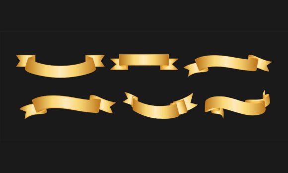Elevate Designs with a Luxury Golden Ribbon Banner Set