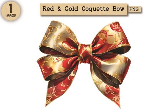 Elevating Digital Aesthetics: The Strategic Value of Red and Gold Coquette Bow PNG Clipart 9