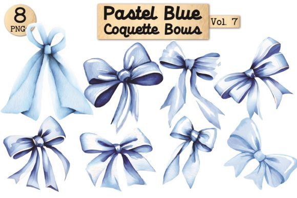 Elevating Digital Design with Pastel Blue Coquette Bows Vol. 7