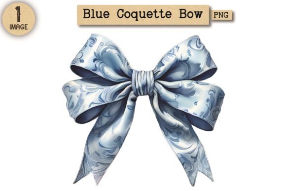Elevating Digital Designs with the Vintage Blue Coquette Bow Aesthetic
