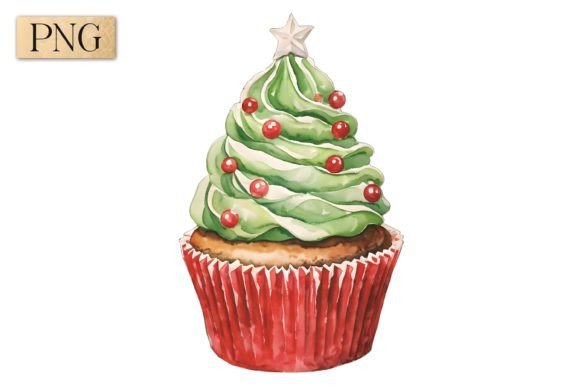 Elevating Holiday Designs with Vintage Christmas Cupcake PNG Clipart