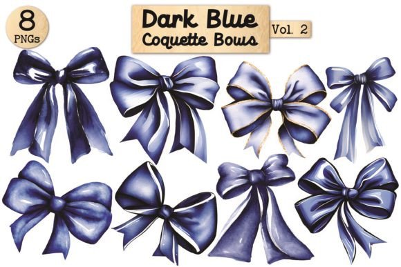 Elevating Your Creative Projects with Dark Blue Coquette Bows Vol. 2