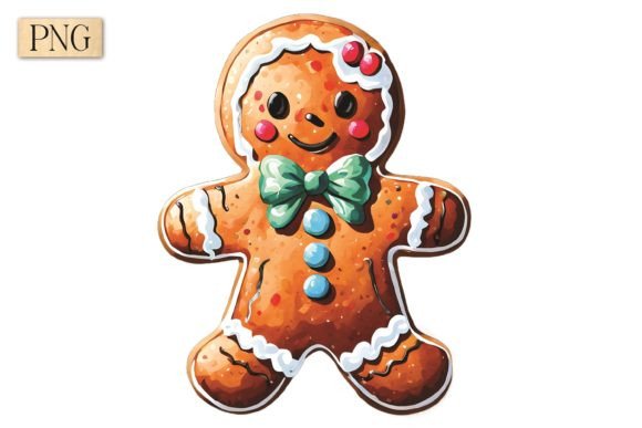 Gingerbread Man Christmas PNG 12: A Retro Holiday Asset