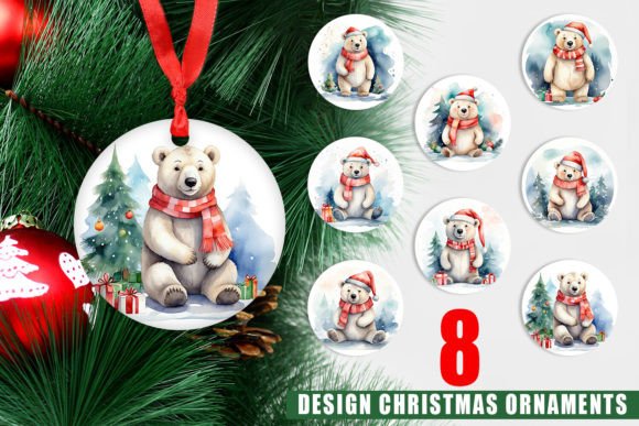 Ornament Christmas Polar Bear: 8 High-Res Designs