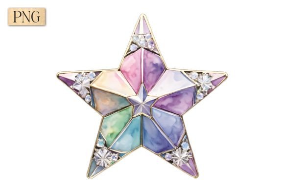 Pastel Christmas Star PNG Clipart 3: A Festive Design Asset