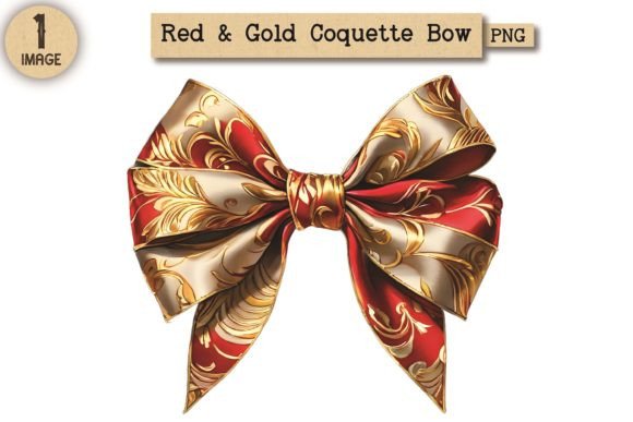 Strategic Visual Branding with Red and Gold Coquette Bow PNG Clipart 7