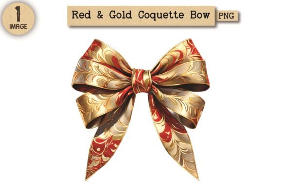 Strategic Visual Branding with Red and Gold Coquette Bow PNG Clipart 3