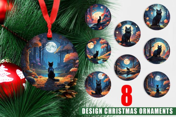 Transform Your Tree with the Ornament Moonlit Woodland Black Cat Collection