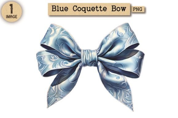 Vintage Blue Coquette Bow PNG 12